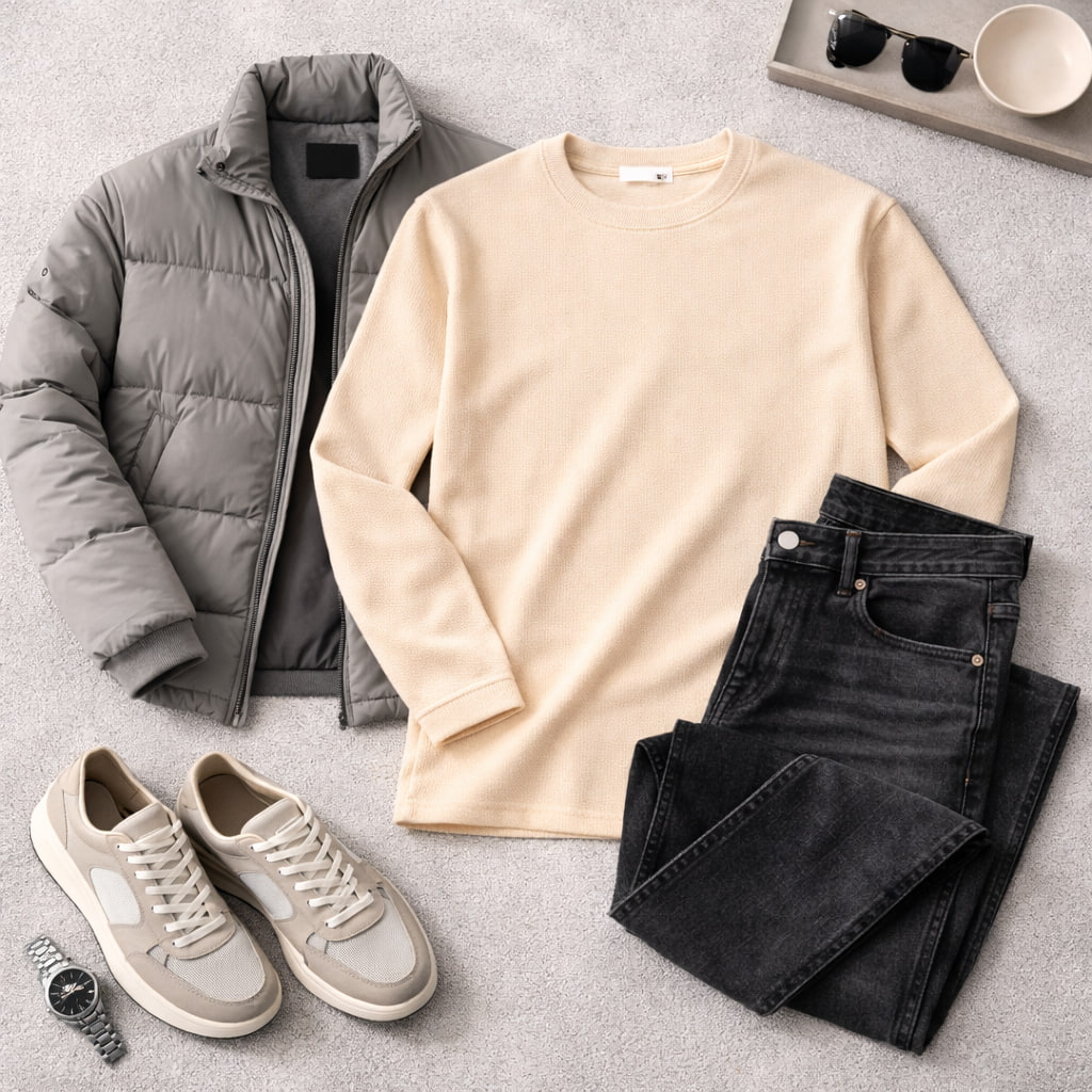 بلوز مردانه آستین بلند کرم مدل Atra