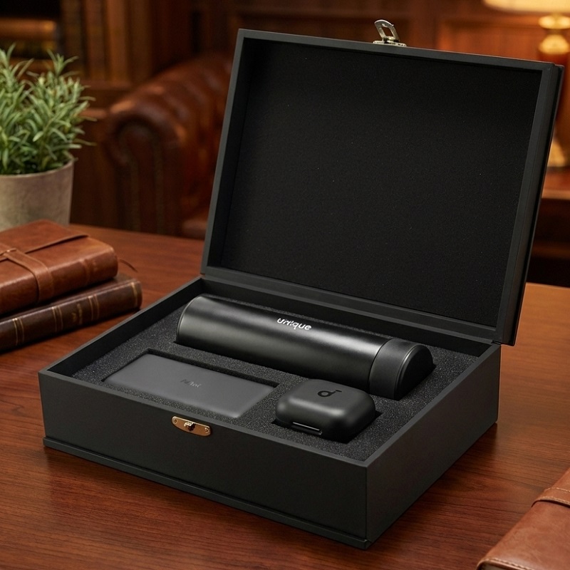 پکیج هدیه سازمانی مدیران (پاوربانک 20هزار شیائومی هدفون بلوتوثی انکر R50  فلاسک دماسنج دار  جعبه لاکچری)