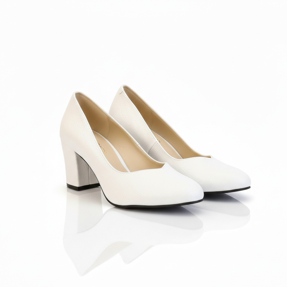 کفش مجلسی زنانه پاشنه 7 سانتی مدل روژان-سفید